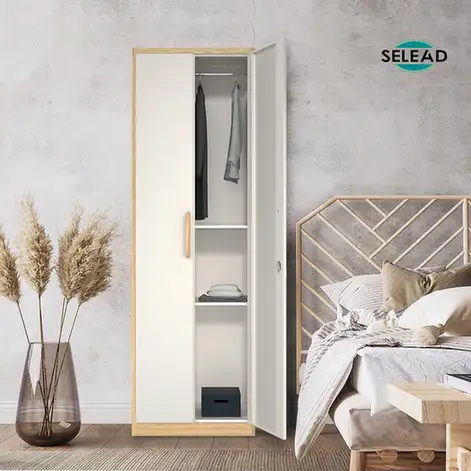 Steel wardrobe cabinet internal layout with adjustable partitions