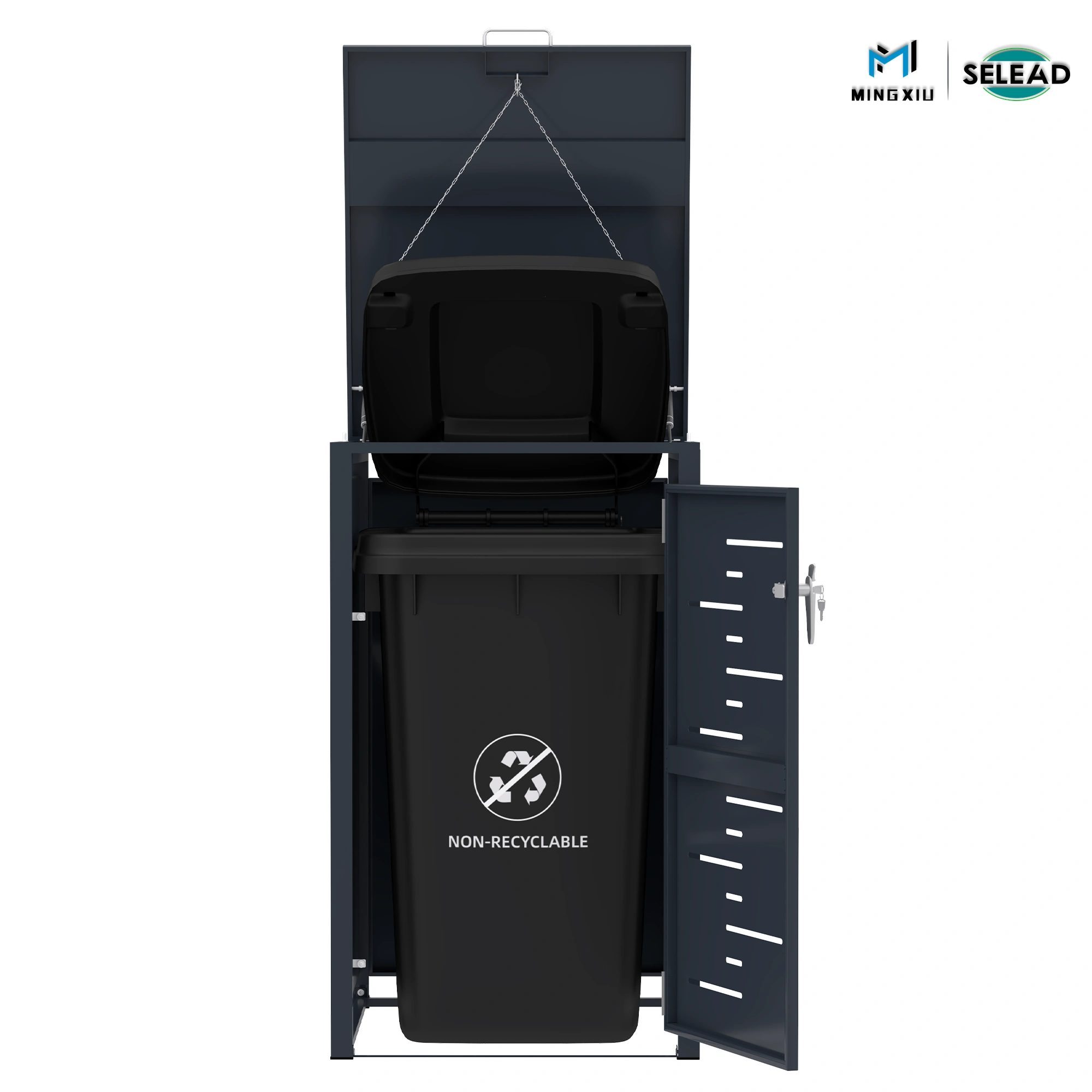 Open View of OBB-C1 Bin Enclosure with 240L Wheelie Bin Inside