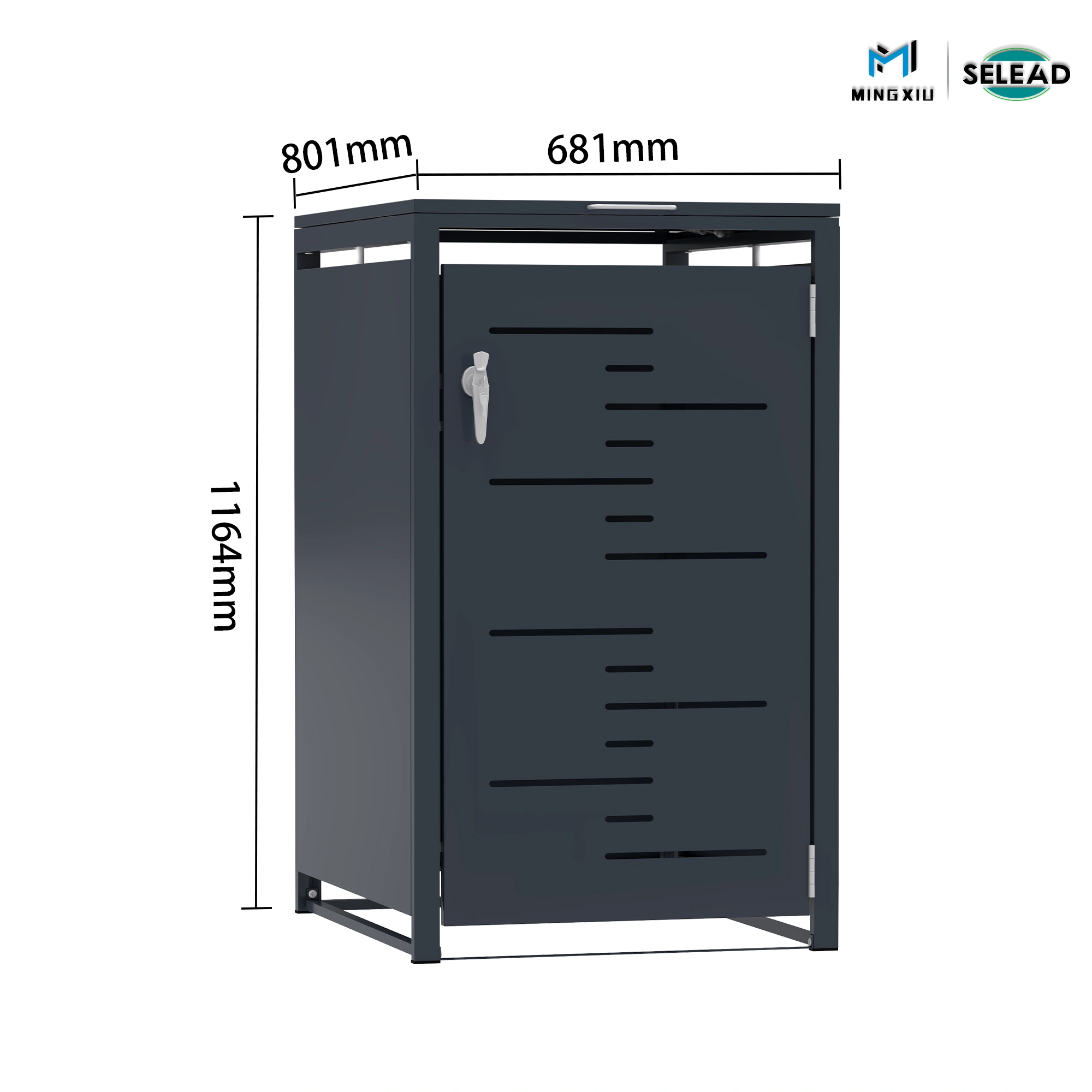 OBB-C1 Outdoor Steel Trash Can Dimension Diagram