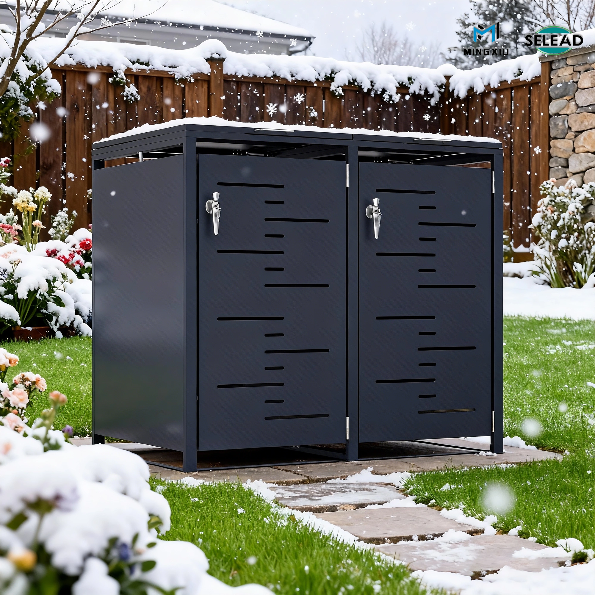 OBB-C2 Double Bin Cabinet Dimensions - H1162 x W1342 x D802 mm Specification Diagram