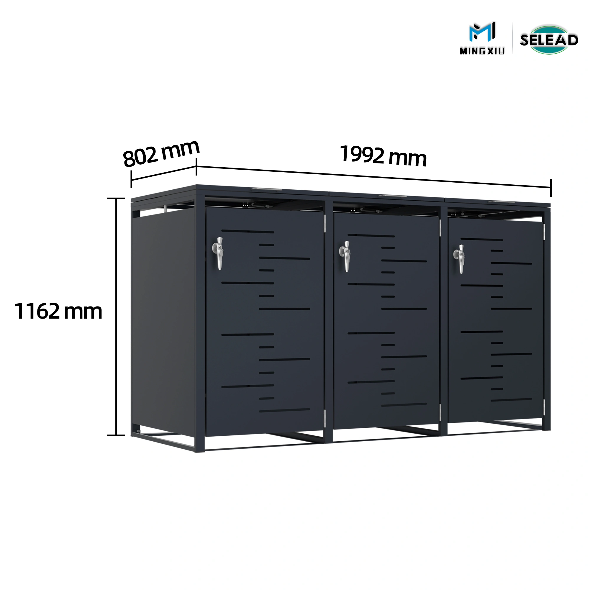 OBB-C3 bin enclosure dimensions 1992x802x1162mm showing measurements