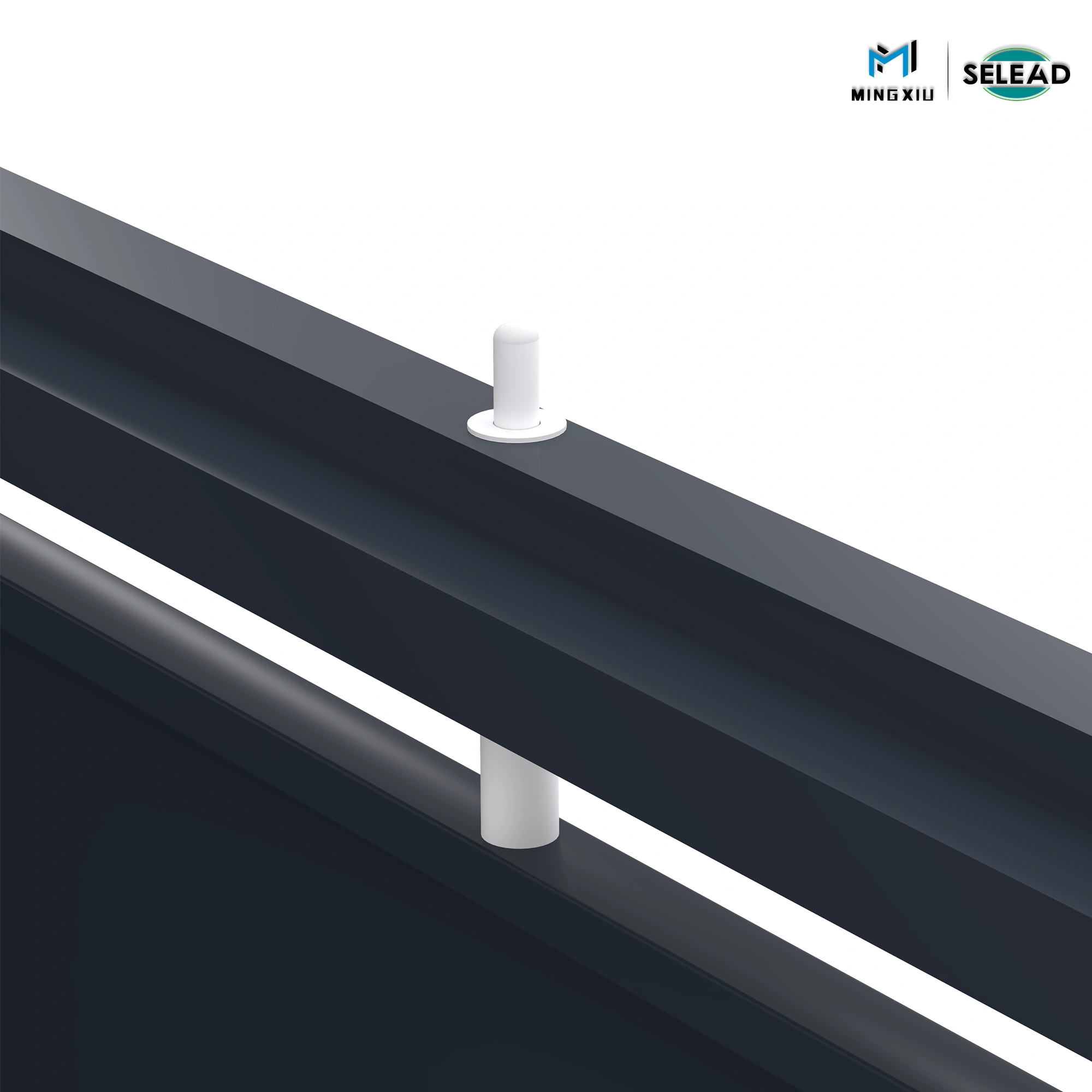 Soft-closing buffer detail on SE-OBB-K2 frame reducing lid noise and impact during operation