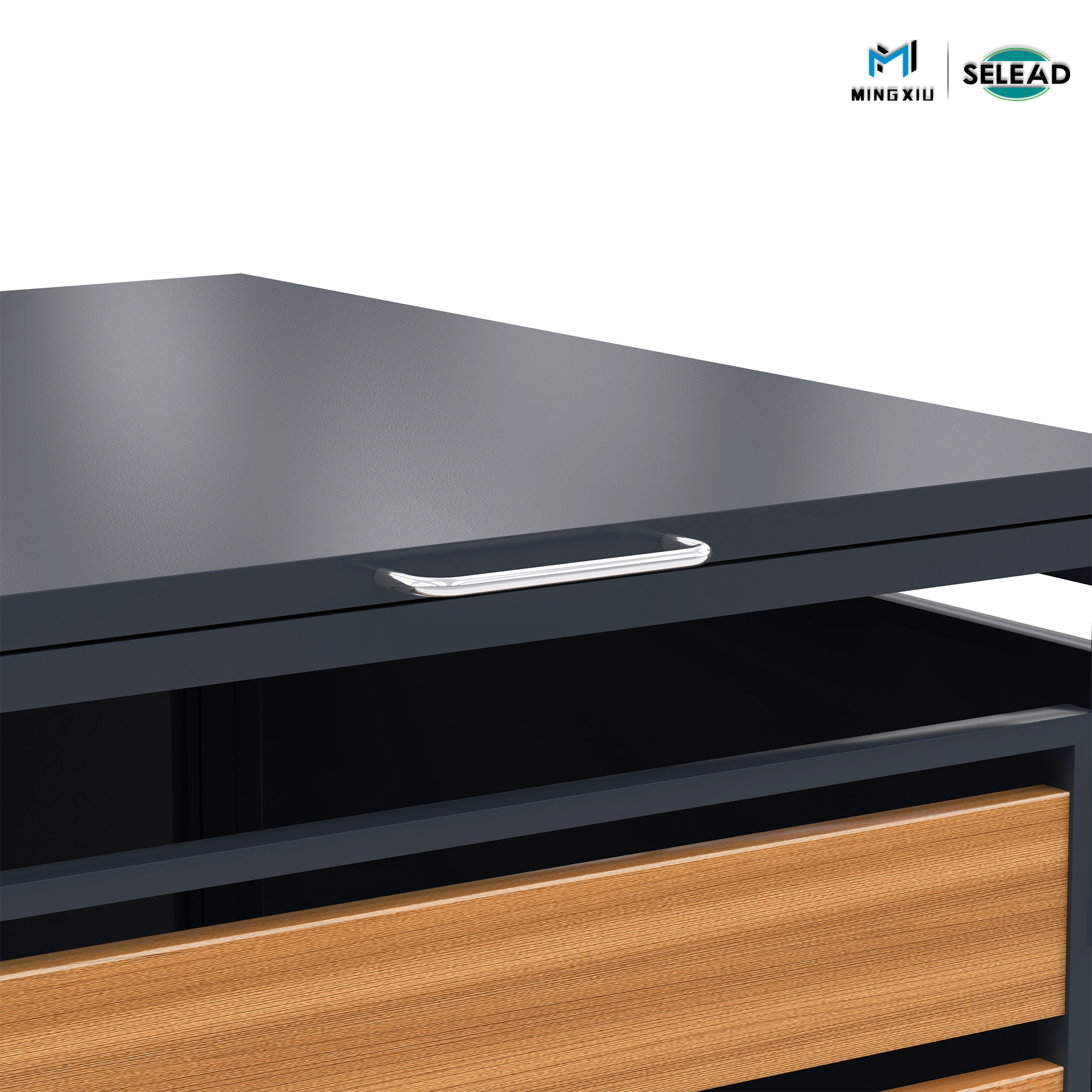 Slim stainless steel top handle on anthracite SE-OBB-K3 lid for easy access