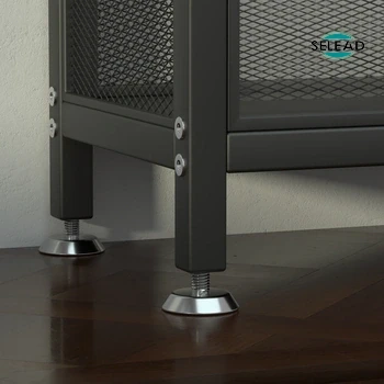 Adjustable stainless steel feet for stable steel shelving unit