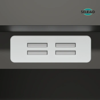 Adjustable steel shelf clip detail inside cold rolled steel media cabinet